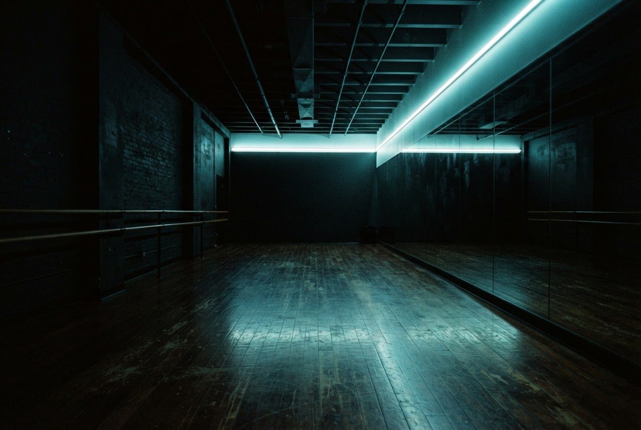 A performer on stage under spotlights